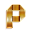 Letter metal gold ribbon - P vector image