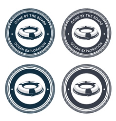 Nautical emblem with life ring vector image