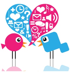 Birds with social media icons vector image