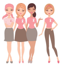 Breast cancer awareness women vector image