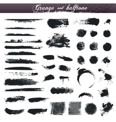 Grunge and halftone design elements vector image