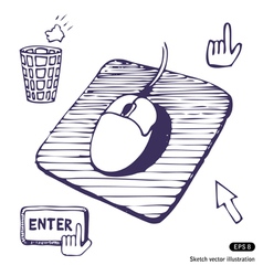 Mouse Mouse pad Cursors and buttons vector image