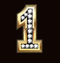 Number one bling gold and diamonds vector image