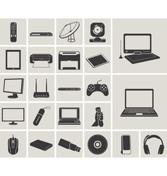 Computer electronic and media device icons set vector image