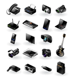 Mixed electronics icon set vector image