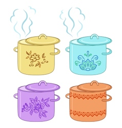 Boiling pan with pattern set vector image