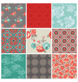 Seamless Vintage Flower Background Set vector image