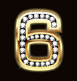 Number six bling gold and diamonds vector image