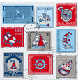 Set of Retro SEA POST Stamps vector image