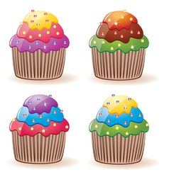 Colorful cupcakes vector image