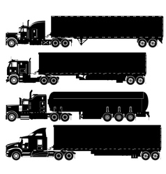 Detailed trucks silhouettes set vector image