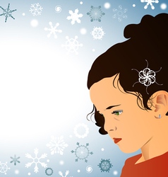 Little girl and snowflakes vector image