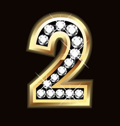 Number one bling gold and diamonds vector image
