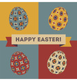 Easter card with 4 patterned eggs vector image