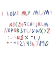 Child baby script letters font hand writing vector image