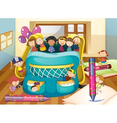 Kids and big bag vector image