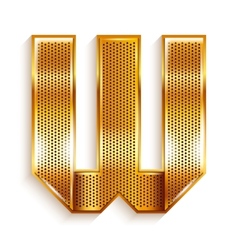 Letter metal gold ribbon - W vector image