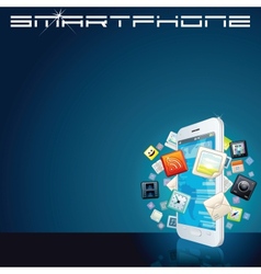 White Smartphone with App Icons Background vector image