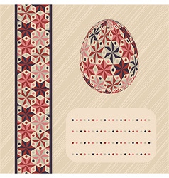 Easter card with patterned egg and border vector image