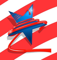 Blue Star with Red Ribbon USA Symbol - American vector image
