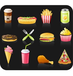 Fast food icon set vector image