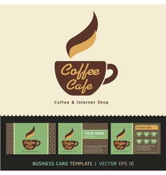 Coffee cafe icon logo and business card design vector image