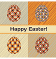Easter card with 4 patterned eggs vector image