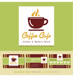 Coffee cafe icon logo and business card design vector image
