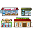 Various shops and a train station vector image