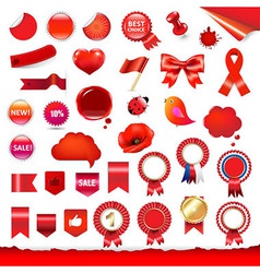 Red Labels And Symbols Set vector image