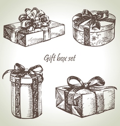 Set of gift boxes hand drawn vector image