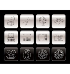 Retro business and office object icons vector image