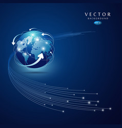Globe network connection blue background vector image