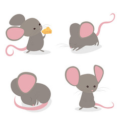 set little cute mice in different poses isolated vector image