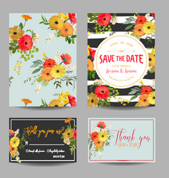 Vintage summer flowers wedding invitation rsvp vector image