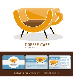 Coffee cafe icons logo and business card design vector image