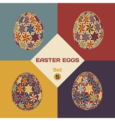 Set of 4 geometrical patterned eggs vector image