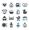 Baby childhood icons set isolated on whit vector image