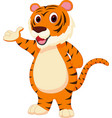 Cute tiger cartoon presenting vector image