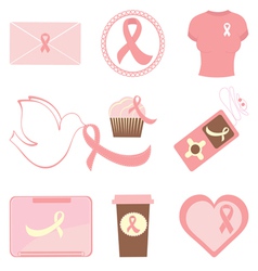 Breast cancer icons vector image