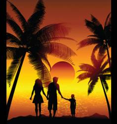 Family on beach vector image