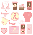 Breast cancer items vector image
