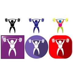 Three sport icon designs for weightlifting Three sport icon designs for weightlifting vector image