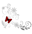 Floral pattern with red butterfly vector image