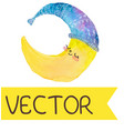 Cartoon night scene with cute moon vector image
