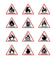 Danger fire icons with flame isolated on white vector image