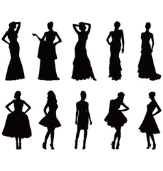 Elegant silhouettes of women vector image