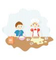 Boy and girl baking cookies vector image