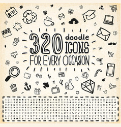 320 Doodle Icons Universal Set vector image