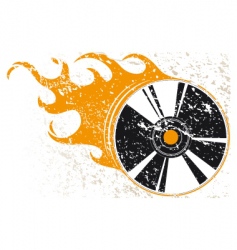 Grunge compact disk with flames vector image